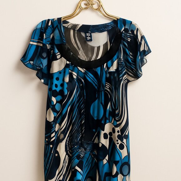 Apostrophe Sheer Abstract Print Top – Size Large - Excellent Condition - Picture 2 of 5